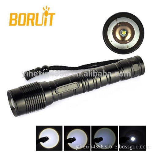 Boruit High Power Zoom Rechargeable Tactical CREE T6 LED Flashlight